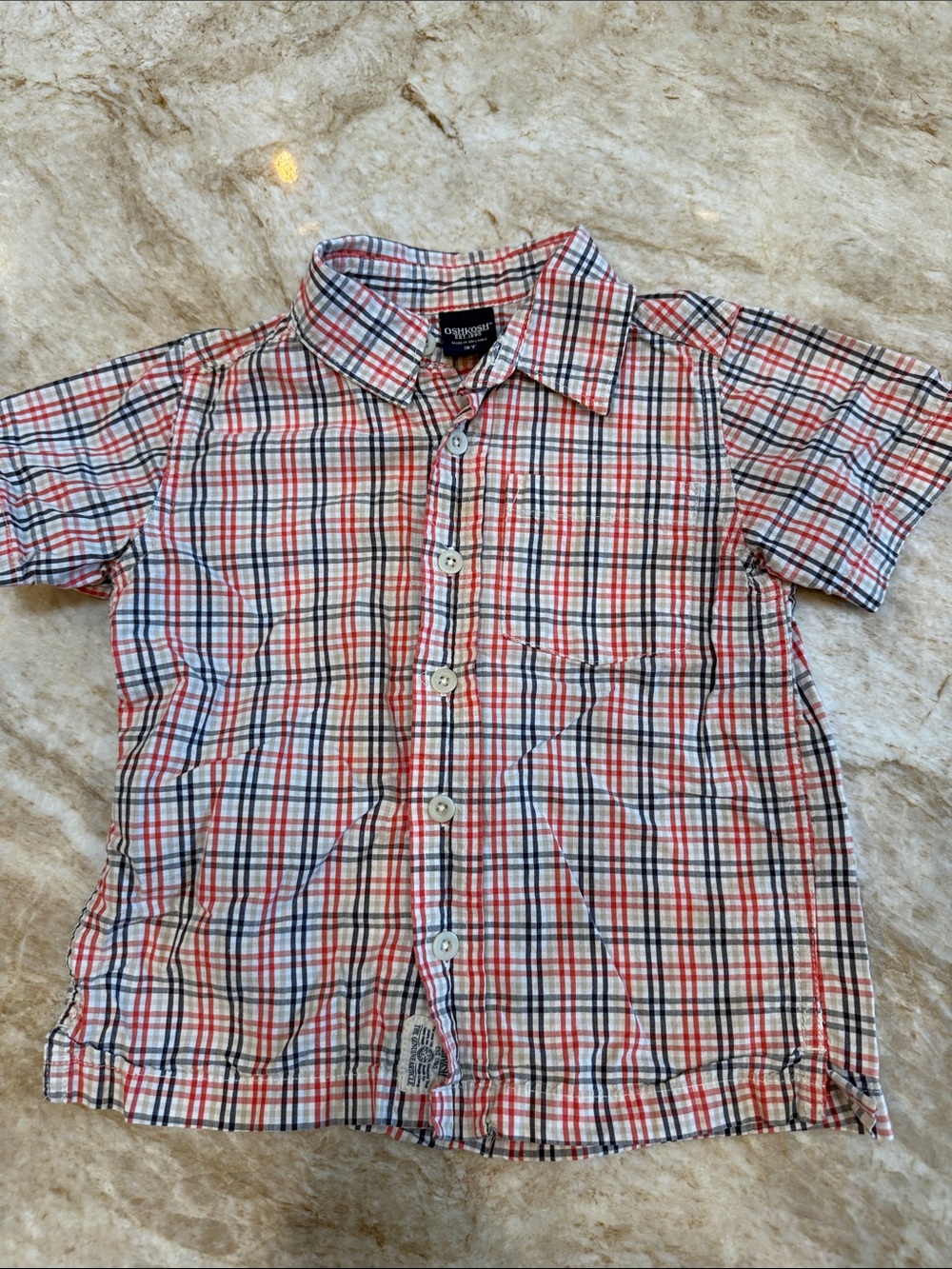 Gymboree Red, Blue & White Plaid Short-Sleeve Button-Down Shirt